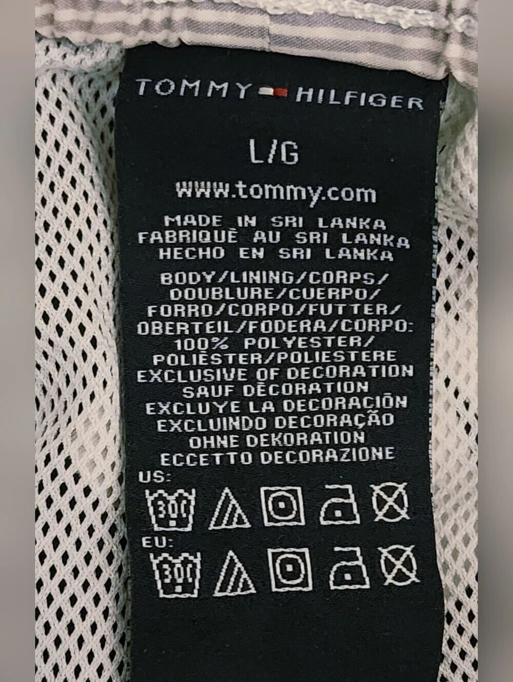 Tommy Hilfiger Men's Black & White Swim Trunk Shorts Logo With Inner Mesh Sz L